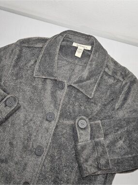 Roaman’s Women’s Gray Button Front Fleece Coat 1X